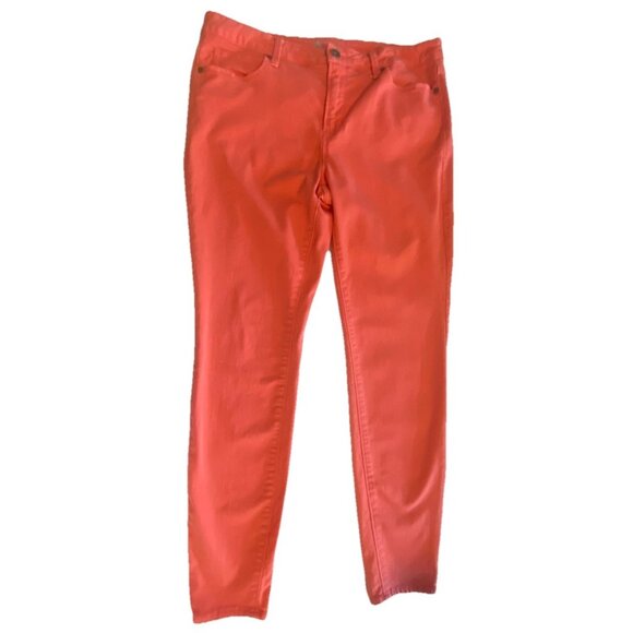 Stylus Women's Skinny Ankle Pants Mid-Rise Stretch Orange Sz 16/33 Tropical - Picture 1 of 16